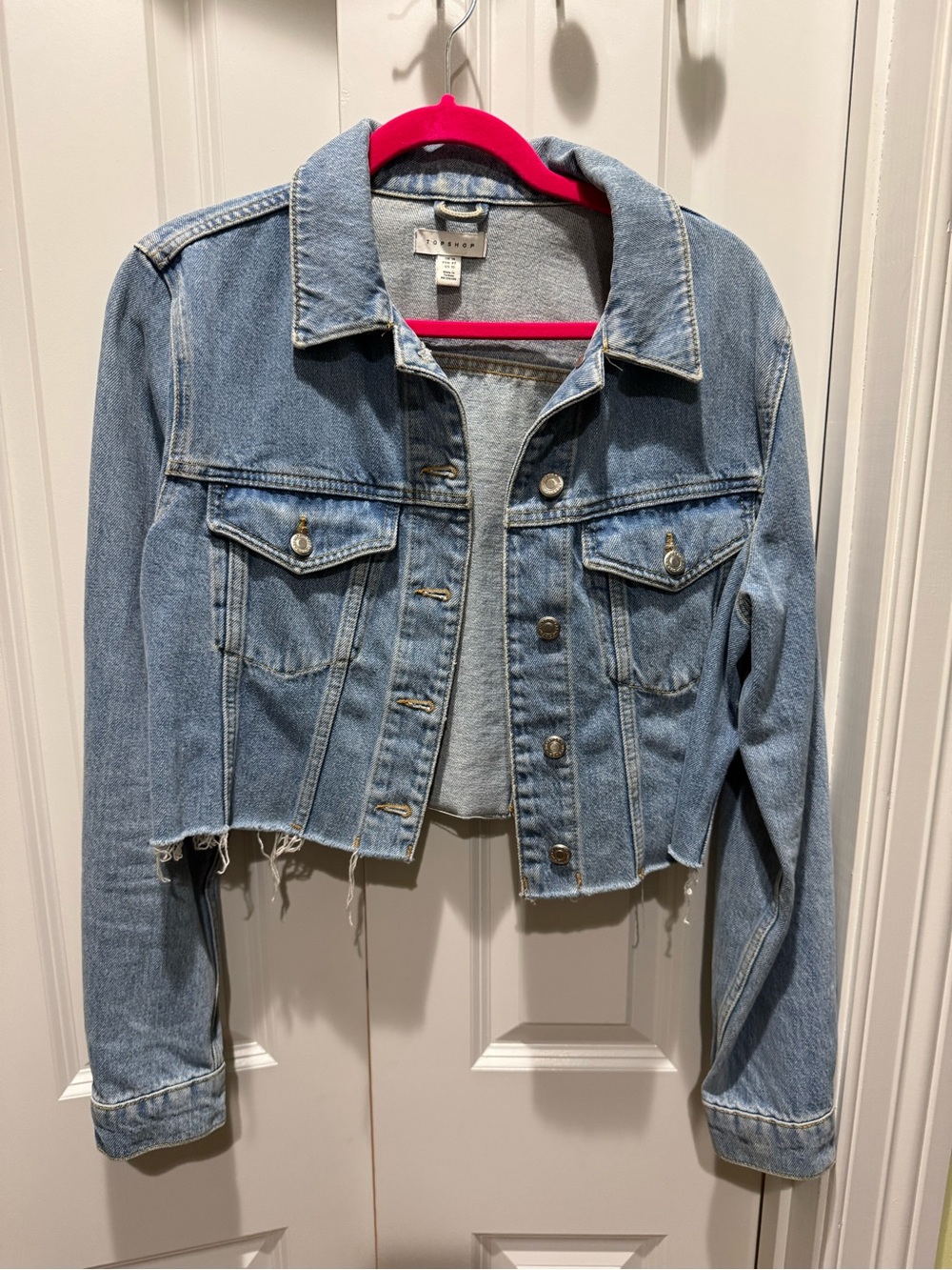 Topshop Light Blue Cropped Denim Jacket